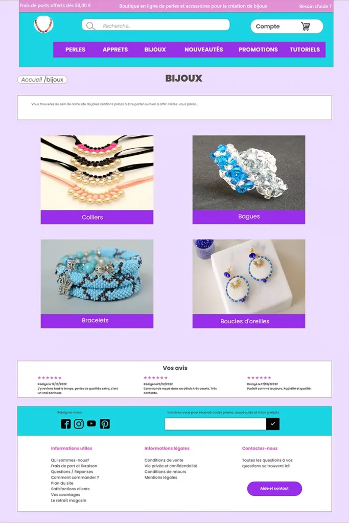 page bijoux- site fictif